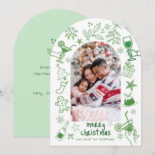 Whimsikhandgezeichnetes Foto Merry Christmas Arch Einladung