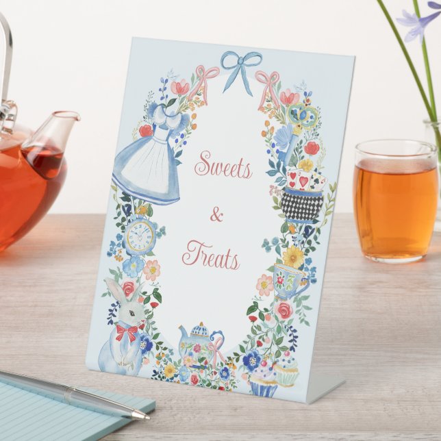 Whimsikische Alice im Wunderland Süße Leckerei Zei Sockelschild (In Situ)