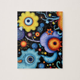 Whimsikische Alien Garten - farbenfrohe kosmische  Puzzle