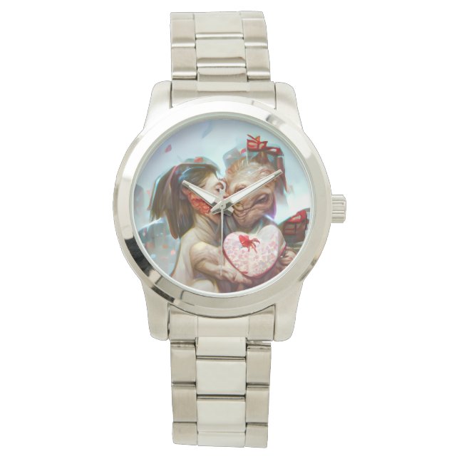 Whimsikische Alien Romance Armbanduhr (Vorderseite)