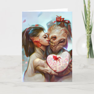 Whimsikische Alien Romance Feiertagskarte