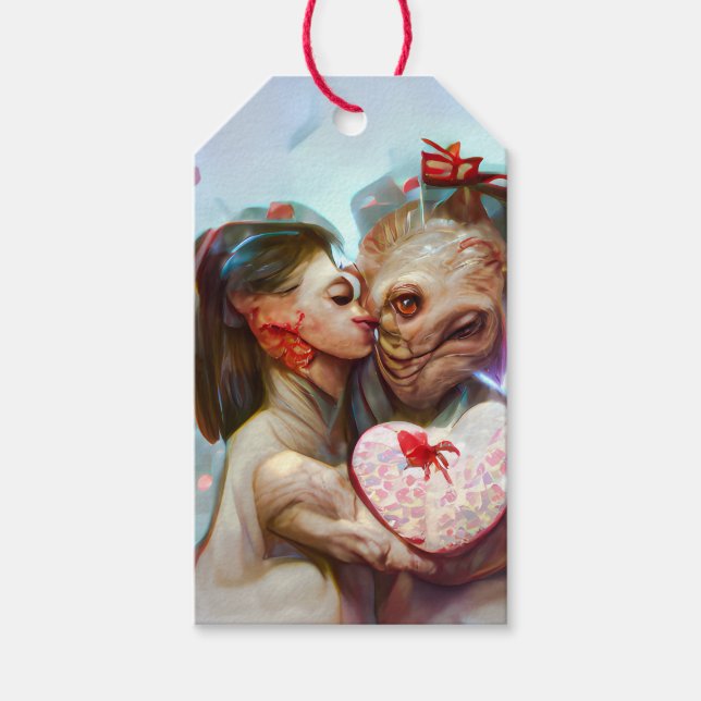 Whimsikische Alien Romance Geschenkanhänger (Vorderseite)
