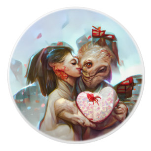 Whimsikische Alien Romance Keramikknauf