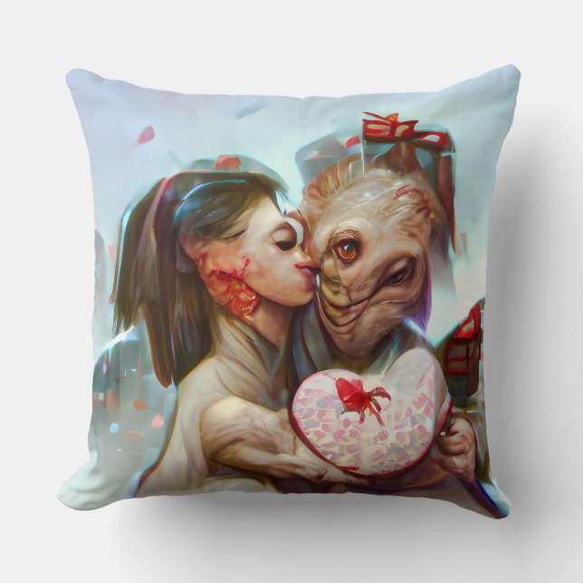 Whimsikische Alien Romance Kissen (Vorderseite)