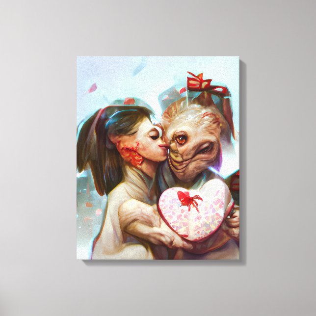 Whimsikische Alien Romance Leinwanddruck (Vorderseite)