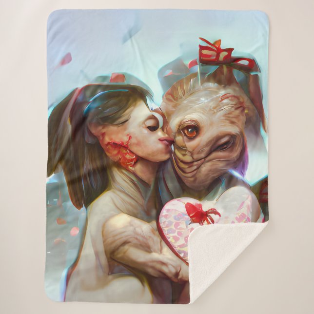 Whimsikische Alien Romance Sherpadecke (Vorderseite)
