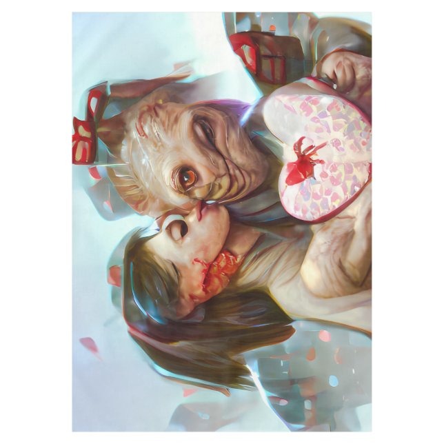 Whimsikische Alien Romance Tischdecke (Vorderseite)