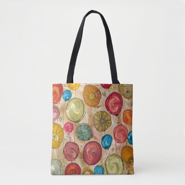 Whimsikische Blume Tote Tasche (Vorderseite)