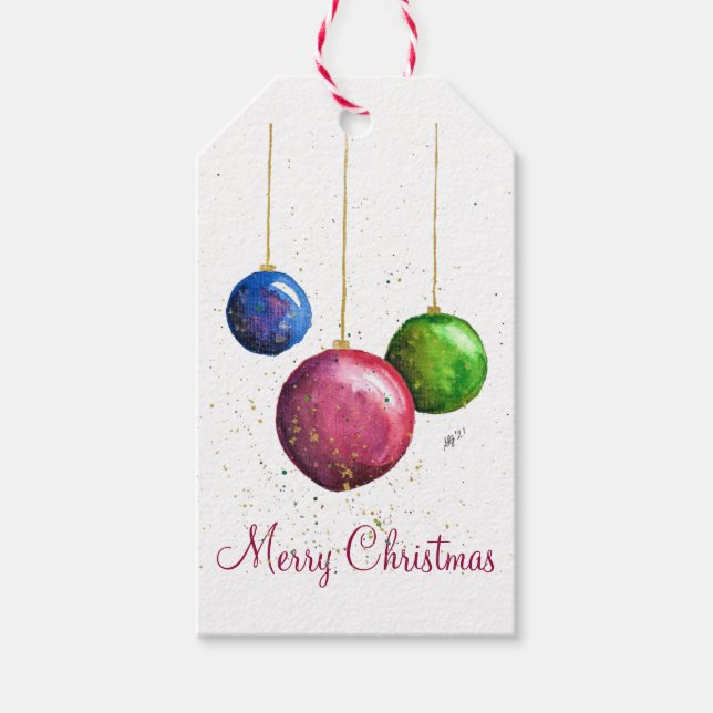 Whimsikische, farbenfrohe Weihnachtsbaumchen Geschenkanhänger (Vorderseite)