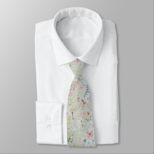 Whimsikische Wildblume Mint Neck Tie Krawatte