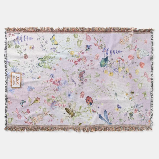 Whimsikische Wildblume Pink Keepake Throw Blanket Decke (Vorderseite)