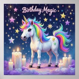 Whimsikisches Einhorn mit Regenbogen Birthday Magi Poster