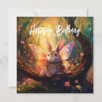 Whimsikisches Hasen im verzauberten Wald Happy Bir