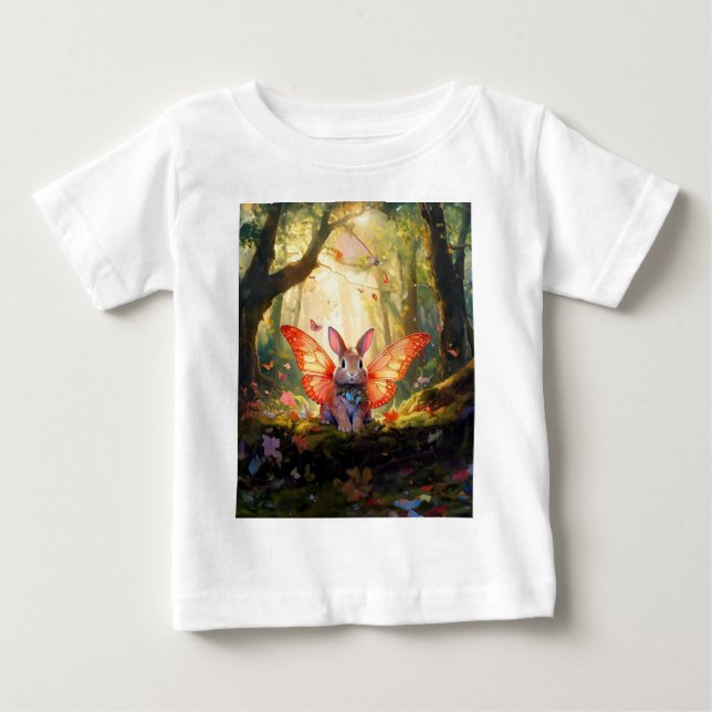 Whimsikisches Hasen in einem verzauberten Wald Baby T-shirt (Vorderseite)