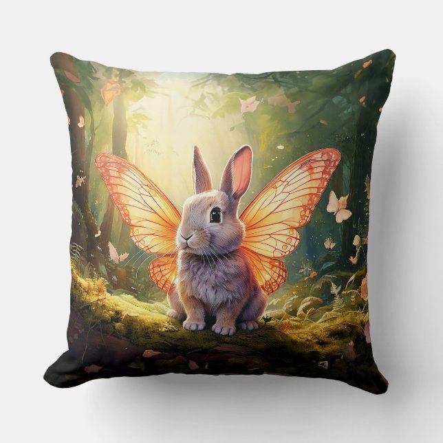 Whimsikisches Hasen in einem verzauberten Wald Kissen (Vorderseite)