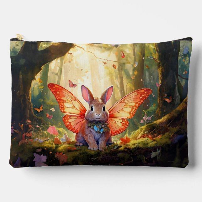Whimsikisches Hasen in einem verzauberten Wald Zubehörtasche (Vorderseite)