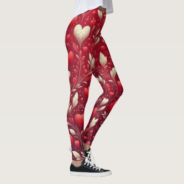 Whimsikisches Herz und Blätter Leggings (Rechts)