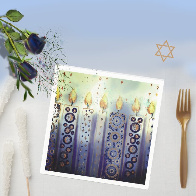 Whimsikkah Zierkerzen Hanukkah Serviette (Whimsical Ornamental Candles Hanukkah Napkins)