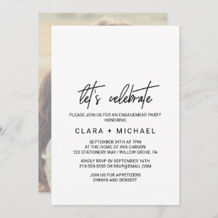 Whimsikkalligrafisches Foto zurück Feiern lassen Einladung