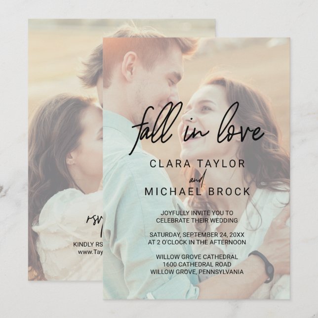 Whimsikkalligraphie fällt in Liebe UAWG Wedding Einladung (Vorne/Hinten)