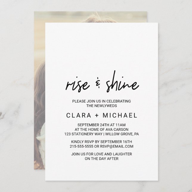 Whimsikkalligraphie | Foto Back Wedding Brunch Einladung (Vorne/Hinten)