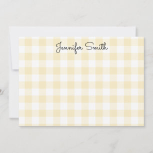 Whimsikkalligraphie Pastel Lemon Yellow Gingham Mitteilungskarte