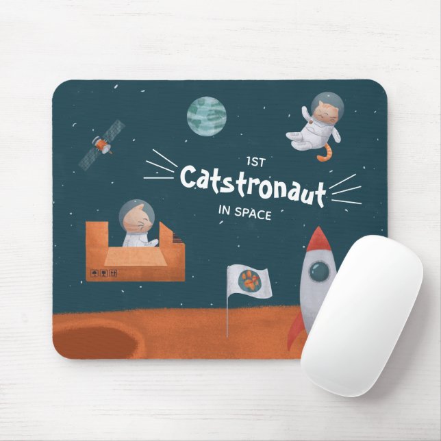 Whimsikkatstronaut im Weltraum, Katzen auf Mars, S Mousepad (Mit Mouse)