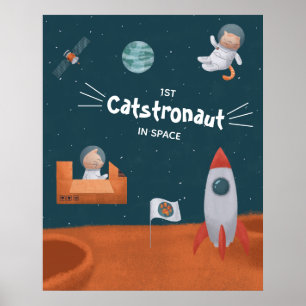 Whimsikkatstronaut im Weltraum, Katzen auf Mars, S Poster