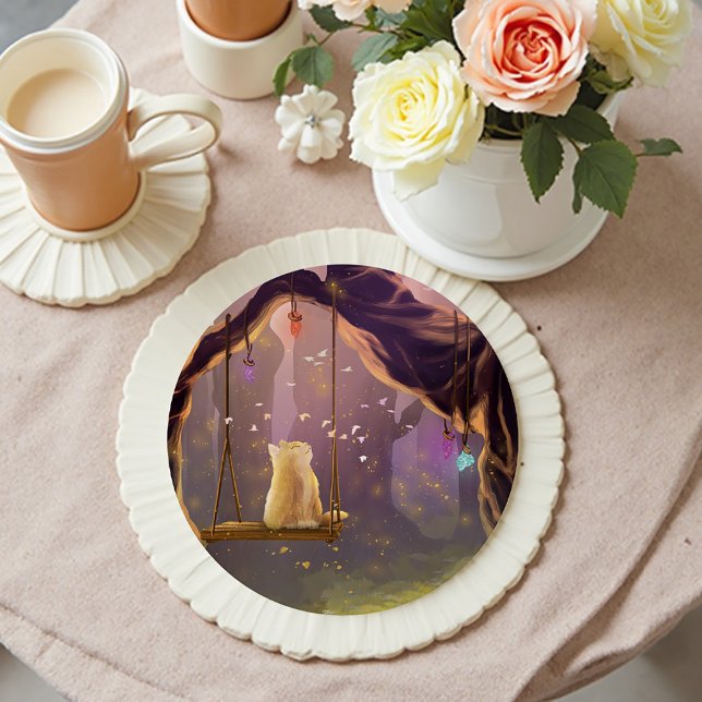 Whimsikkatze auf einem Swing-Untersetzer Runder Pappuntersetzer (Von Creator hochgeladen)