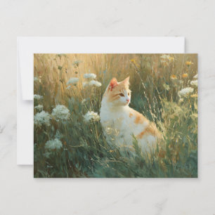 Whimsikkatze in einem Feld mit Wildblume Postkarte