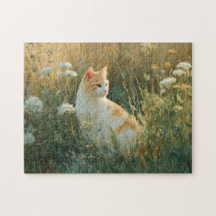 Whimsikkatze in einem Feld mit Wildblume Puzzle