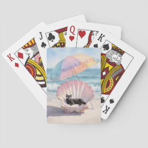 Whimsikkatze in Seashell mit Schirmspiel Spielkarten
