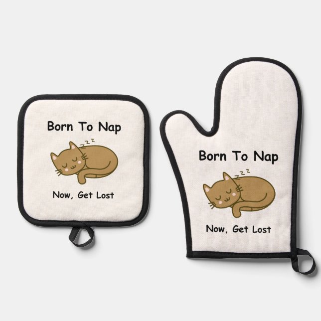 Whimsikkatze Ofenhandschuh & Topflappen-Set (Vorderseite)