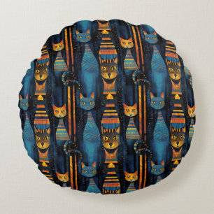 Whimsikkatzen Ägyptische KI Kunst Rundes Kissen