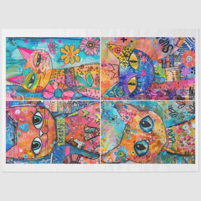 Whimsikkatzen für Scrapbooking Mixed Media Seidenpapier (Vorderseite)