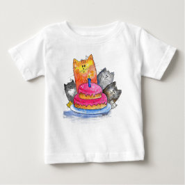 Whimsikkatzen mit Geburtstagskuchen Baby T-shirt