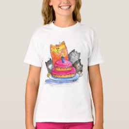 Whimsikkatzen mit Geburtstagskuchen T-Shirt