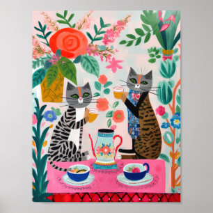 Whimsikkatzen mit Teebörster Poster