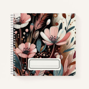 Whimsikrosa Wildblume mit goldenen Akzenten Notizbuch