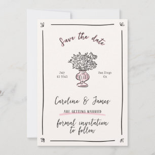 Whimsikum, handgezeichnete Blume Save the Date Einladung