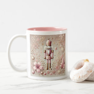Whimsisch elegante rosa und goldene Pastell-Nusskn Zweifarbige Tasse