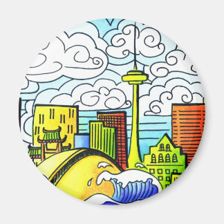 Whimsisch, farbenfroh, schön, Toronto Skyline Magnet