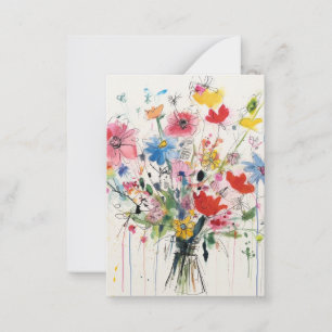 Whimsisch floral, blumig mitteilungskarte
