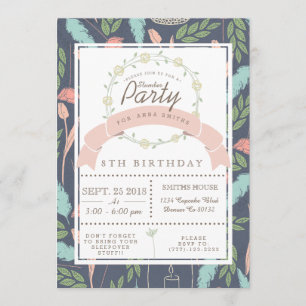 Whimsisch florales Slumber Party laden Einladung