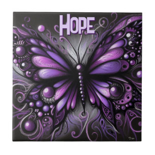 Whimsisch Gothic Schmetterling Lila Personalisiert Fliese