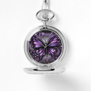 Whimsisch-gotischer Schmetterling Lila Personalisi Armbanduhr