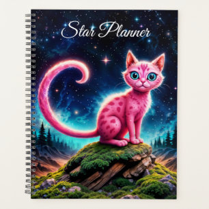 Whimsisch leuchtende Katze, blaue Augen langen Sch Planer