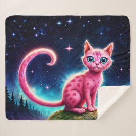 Whimsisch leuchtende Katze, blaue Augen langen Sch Sherpadecke