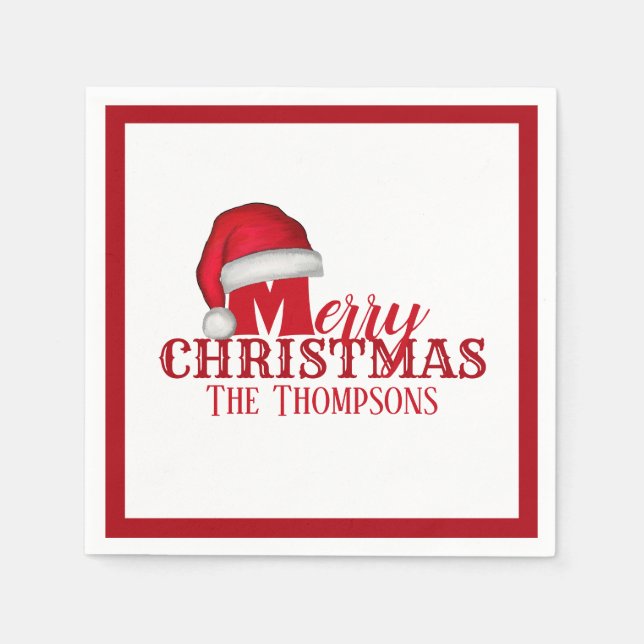 Whimsisch Niedlicher Weihnachtsmann Weihnachten Serviette (Vorderseite)