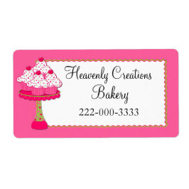 Whimsisch Pink Cupcakes Custom Bakery Label